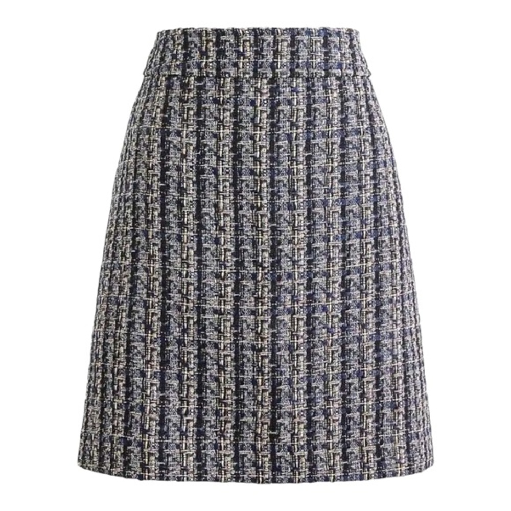 J. CREW Tweed Mini Skirt 12 Boucle Blue Black Preppy Classic Quiet Luxury NWT - Picture 3 of 16